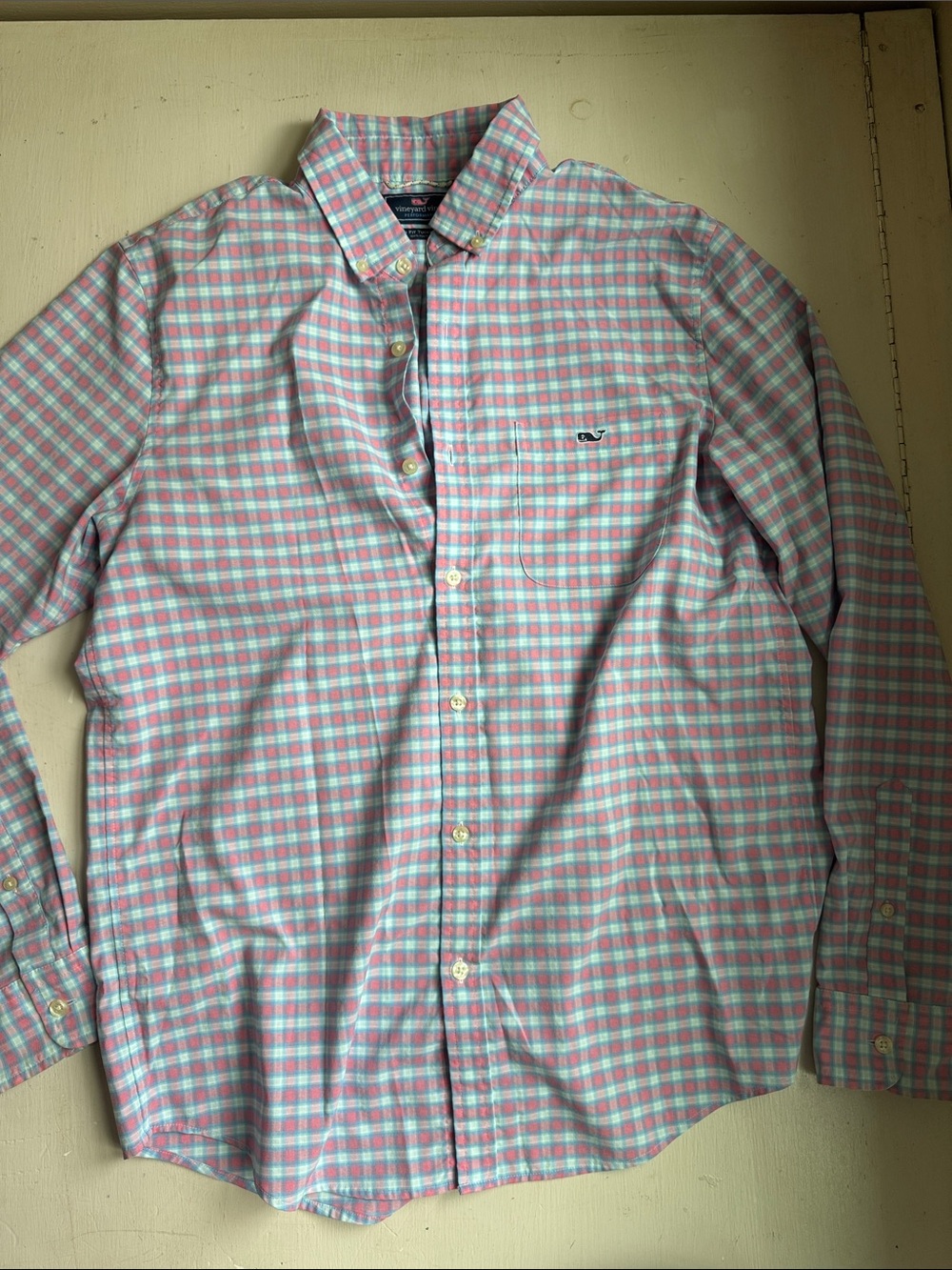Vineyard Vines Men's Plaid Button-Down Shirt in Pink & Light Blue